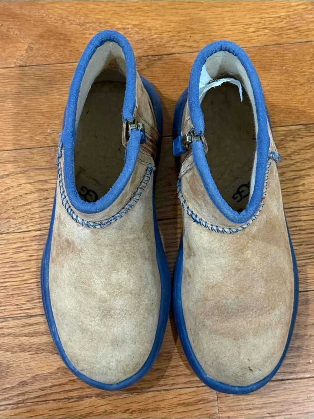 UGG Australia Kids 12 Boys Girls Breaker Suede Boots Zip 1008154K Ankle Booties